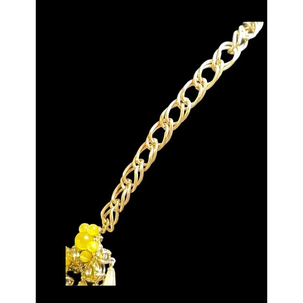 NWT Banana Republic 20" Yellow & White Teardrop Statement Bib Necklace - Picture 4 of 7